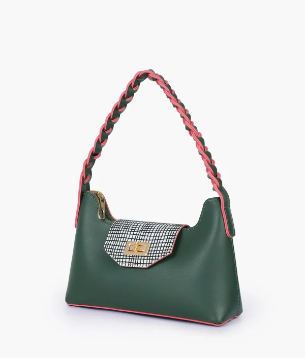 Army Green Purse with Braided Strap