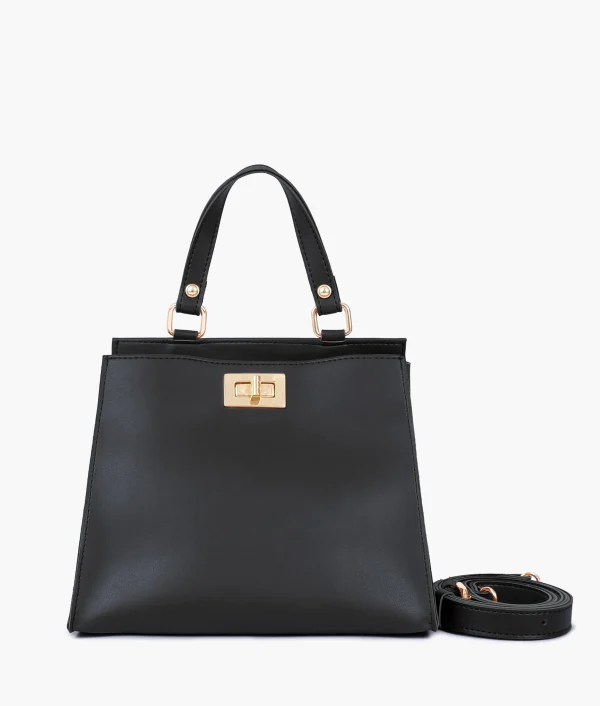 Black Front Lock Top Handle Mini Bag