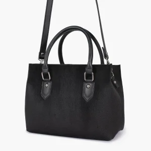 Black Suede Small Satchel Bag