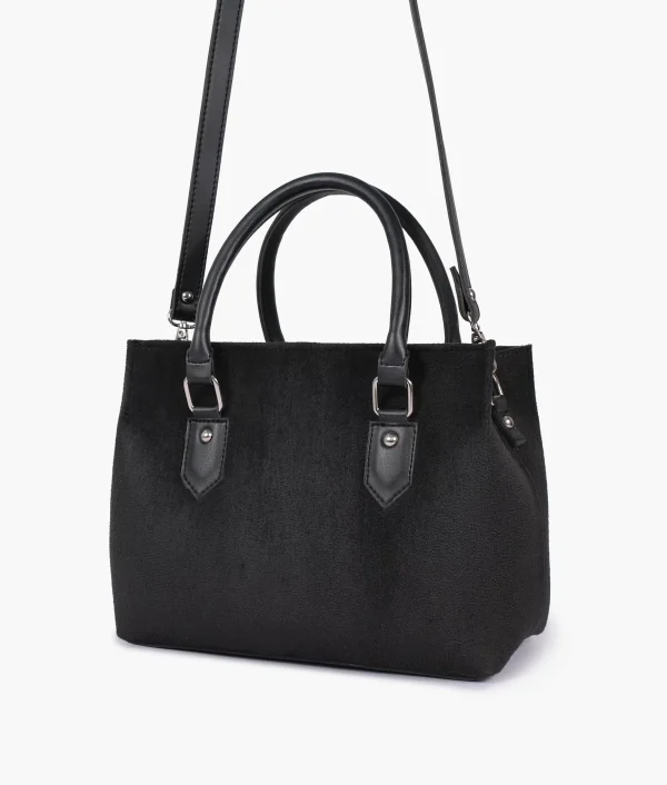 Black Suede Small Satchel Bag