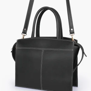 Black Trapeze Top Handle Bag