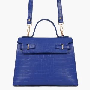 Blue Top Handle Crocodile Mini Bag