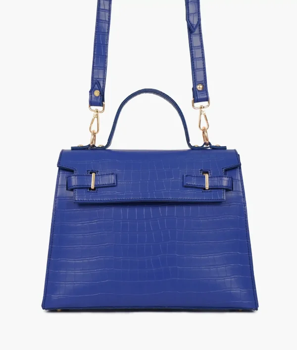Blue Top Handle Crocodile Mini Bag