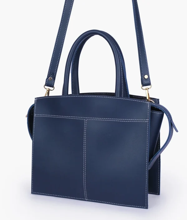 Blue Trapeze Top Handle Bag scaled