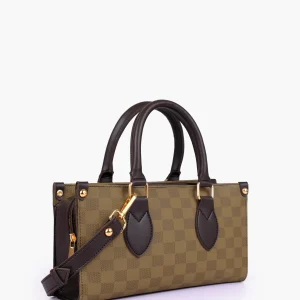 Brown Checkered On-The-Go Mini Bag