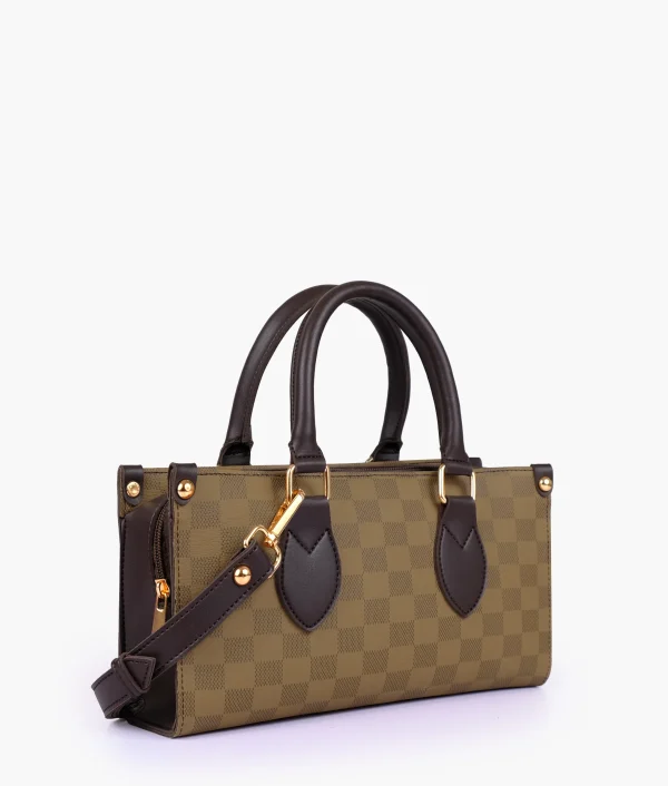 Brown Checkered On-The-Go Mini Bag