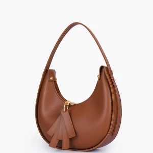 Brown Crescent Hobo Bag