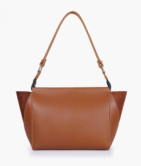 Brown Suede Trio Twist Handbag