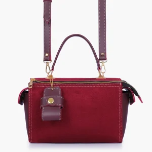 Burgundy Suede Bowling Bag