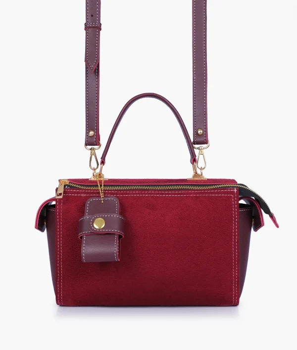 Burgundy Suede Bowling Bag