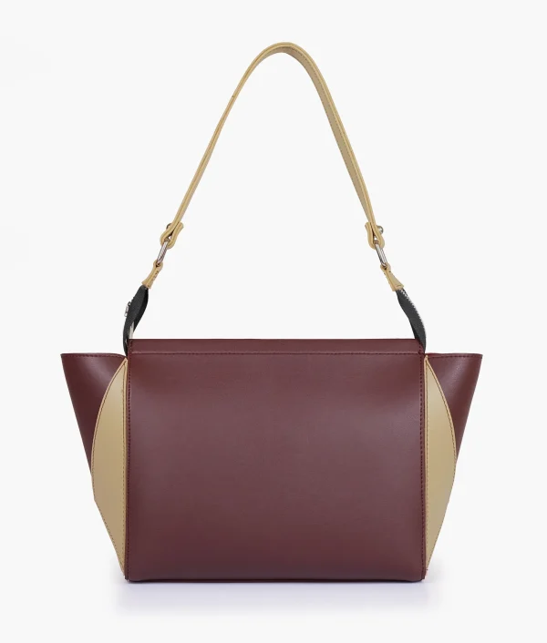 Burgundy and Off-White Trio Twist Handbag