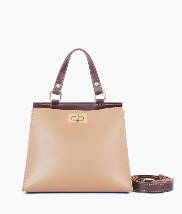 Coffee Front Lock Top-Handle Mini Bag