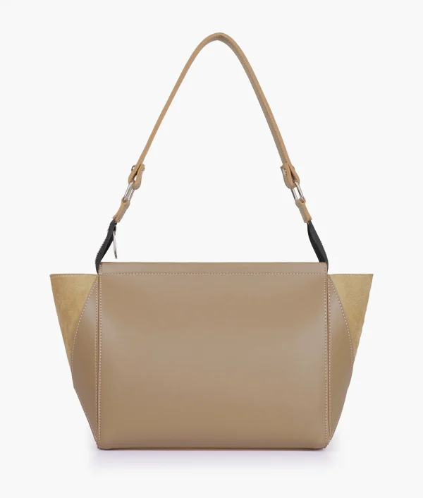 Coffee Suede Trio Twist Handbag