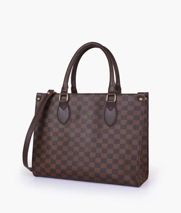 Dark Brown Checkered Everywear Handbag