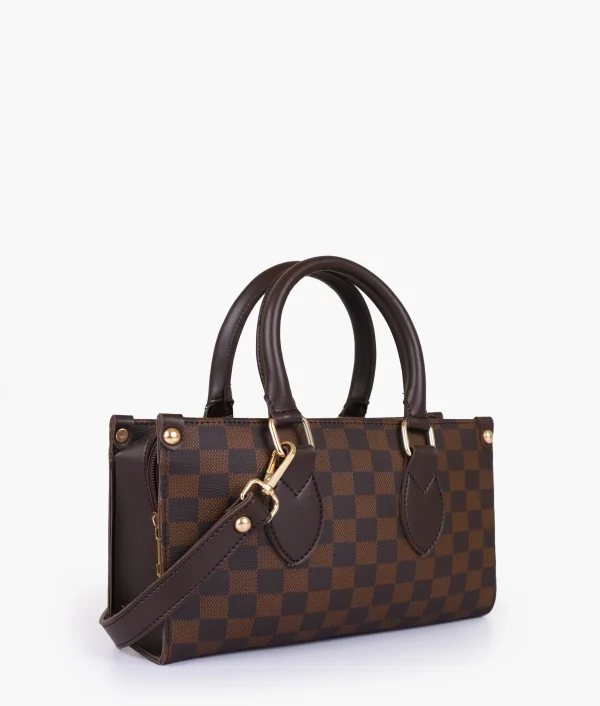Dark Brown Checkered On-The-Go Mini Bag