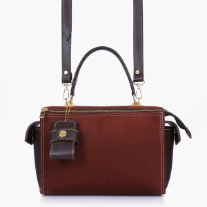 Dark Brown Suede Bowling Bag