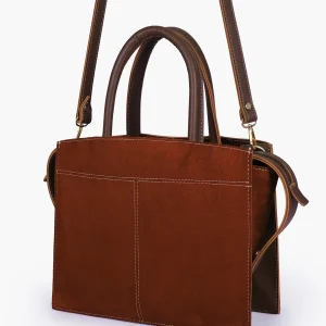 Dark Brown Suede Trapeze Bag