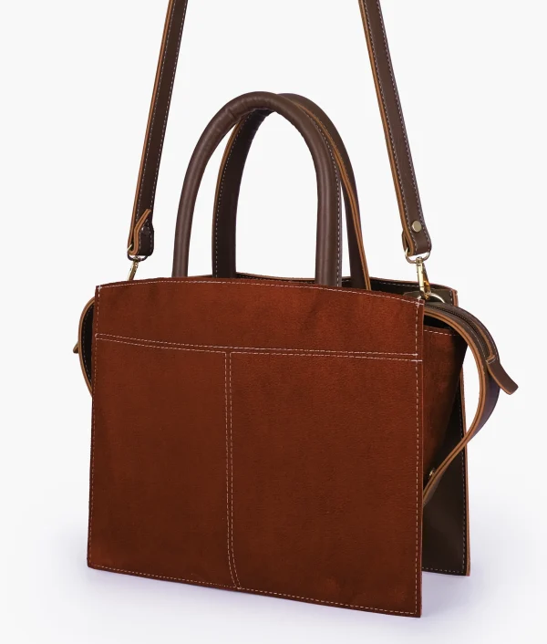 Dark Brown Suede Trapeze Bag