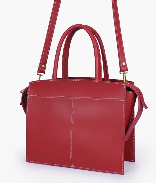 Maroon Trapeze Top Handle Bag