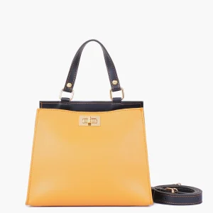 Mustard Front Lock Top Handle Mini Bag