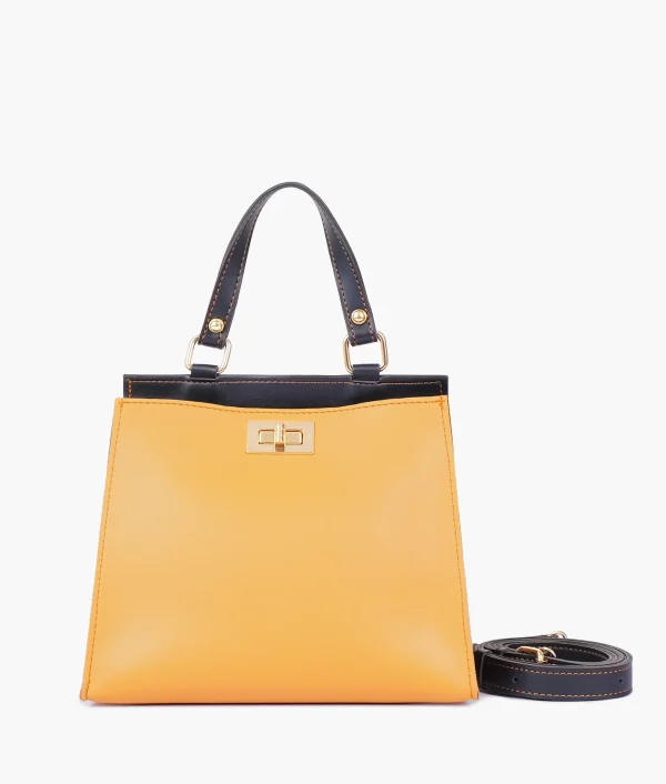 Mustard Front Lock Top Handle Mini Bag