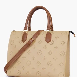 Off-White and Brown On-the-Go Handbag