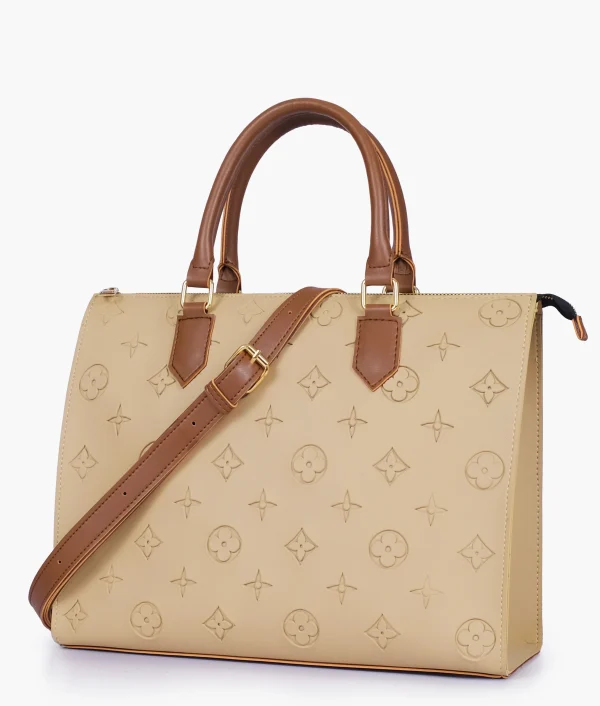 Off-White and Brown On-the-Go Handbag