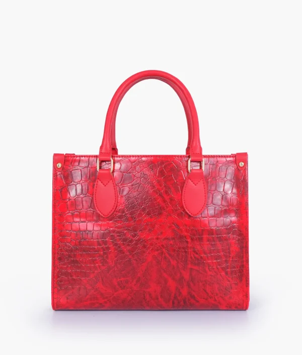 Red On-the-Go Crocodile Handbag