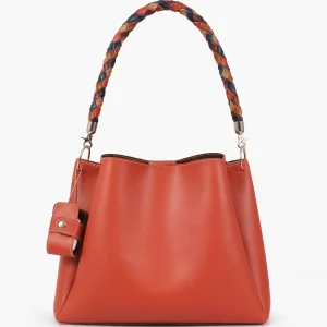 Rust Handbag with Braided Handle