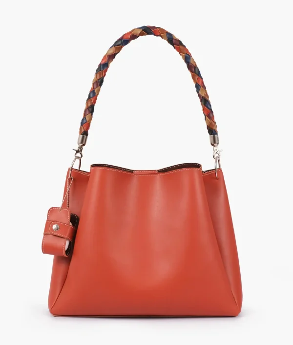 Rust Handbag with Braided Handle